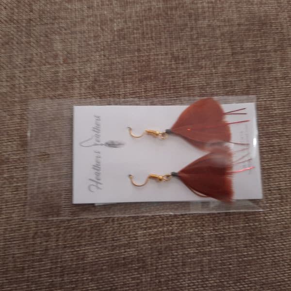 Feather Earrings - Rust
