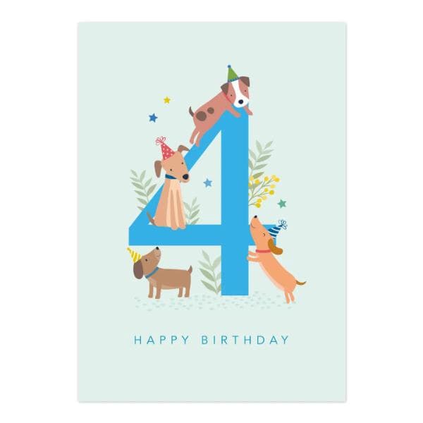 Dogs Birthday Card Age 4 KAA010