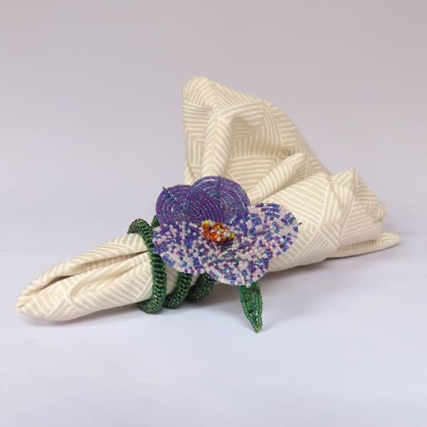 Beaded Napkin Ring Orchid