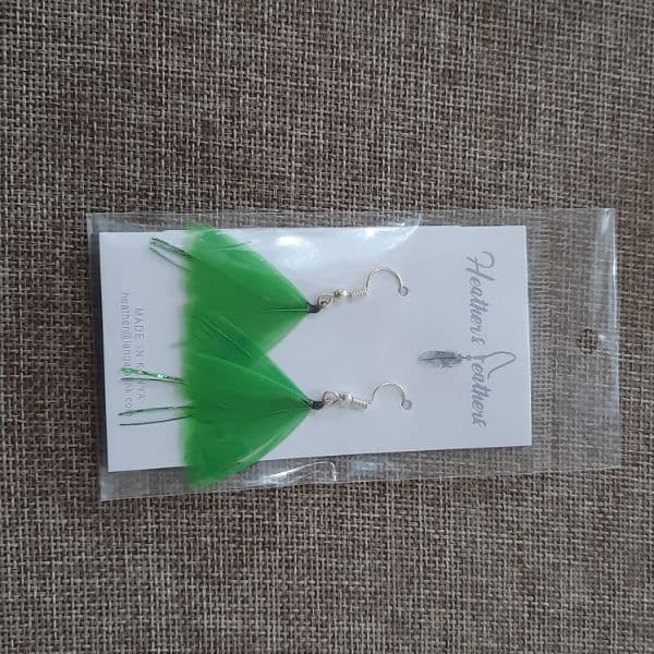 Feather Earrings - Green