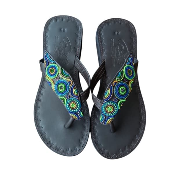 Slip On Sandals Flat - Leaf Green Disc