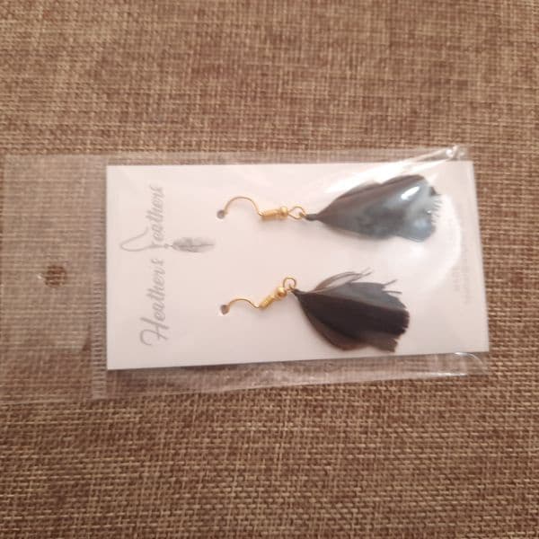 Feather Earrings - Black