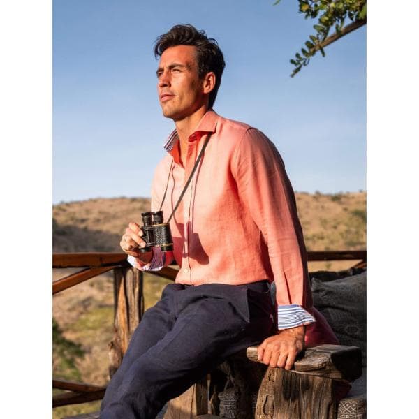Salmon Pink Linen Shirt