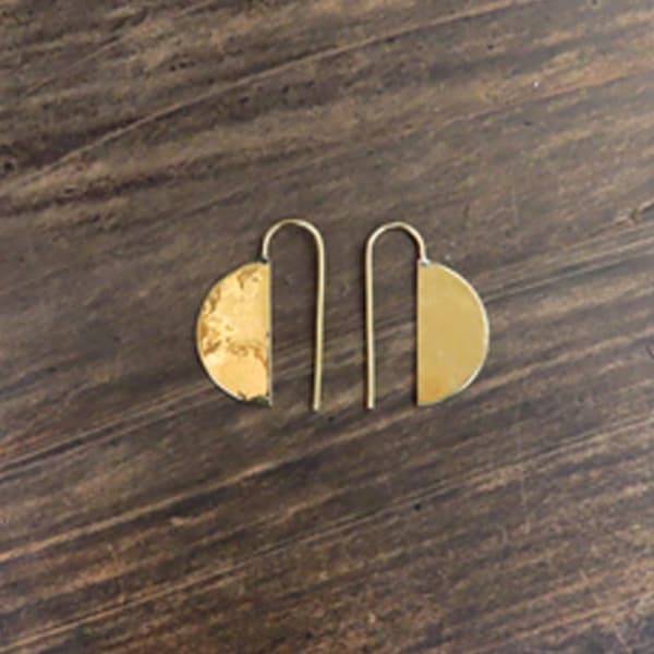 Brass Earring - Mini 1/2 Moon