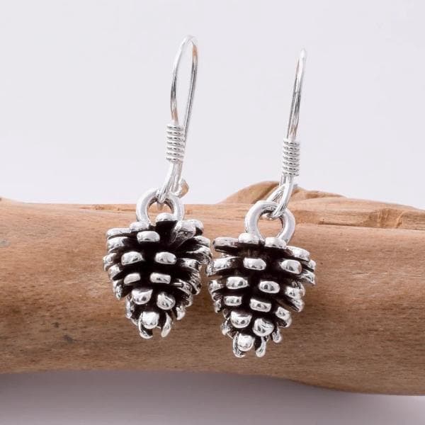 925 Silver Fir Cone Earrings E740