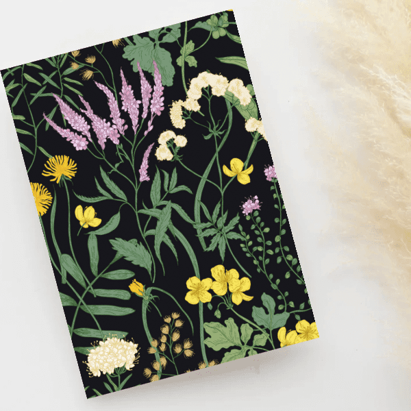 Greeting Card - Black Floral