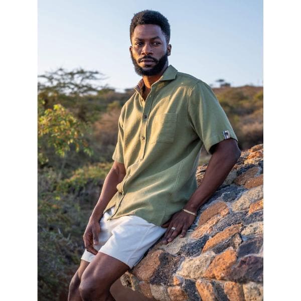 Olive Air Weave Short Sleeve Shirt