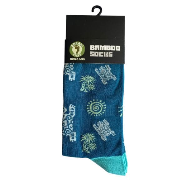 Animal Print Turtle and Palm Tree Socks